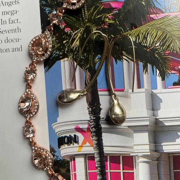 Givenchy Pink Crystal Flex Bracelet W/Earrings